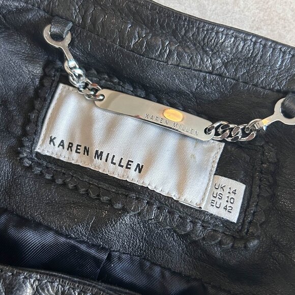 Karen Millen Quilted Panel Leather Jacket ASO Clary Fray - Picture 9 of 11
